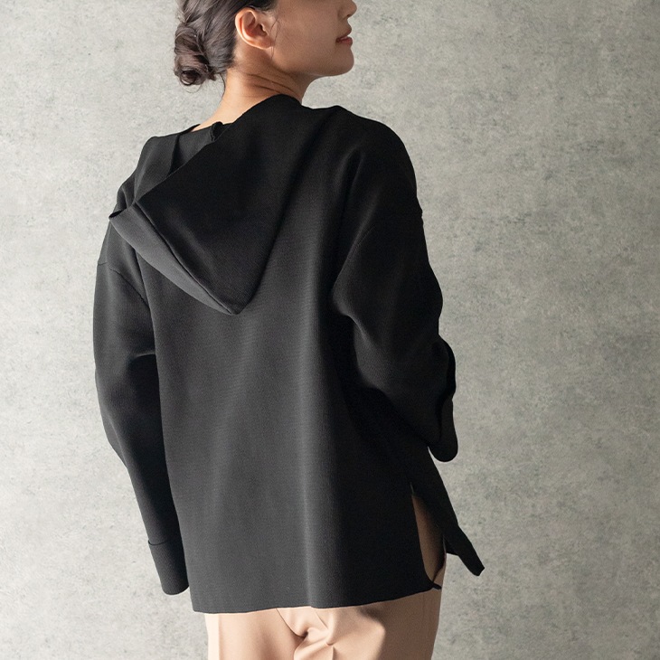 【OUTLET SALE】授乳スキッパーニットフーディー【マタニティ服／授乳服】ks23ss07