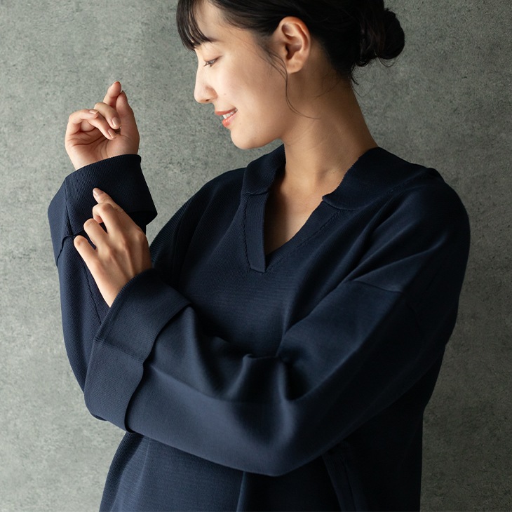【OUTLET SALE】授乳スキッパーニットフーディー【マタニティ服／授乳服】ks23ss07
