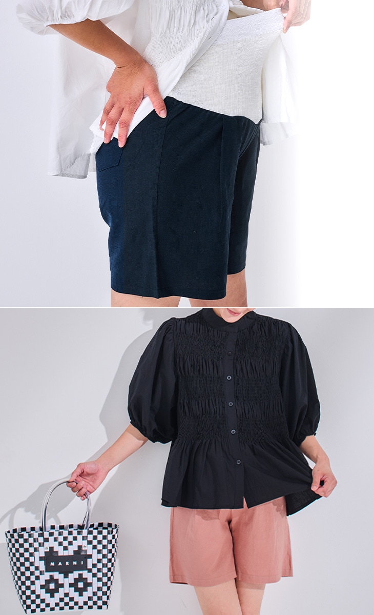 リネンショートパンツ｜産前産後も快適 マタニティ・授乳服