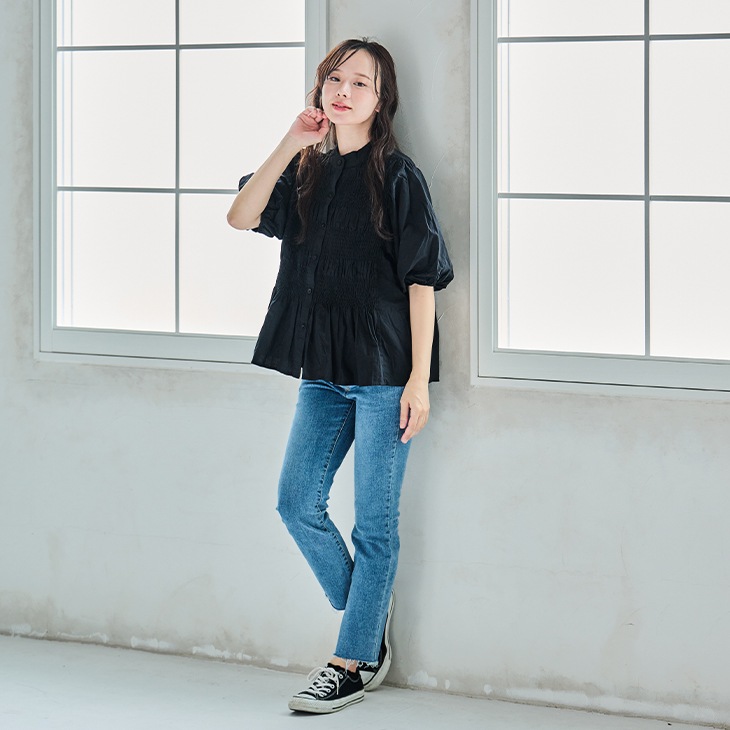 ウォッシュストレートデニム【マタニティ服】81m40