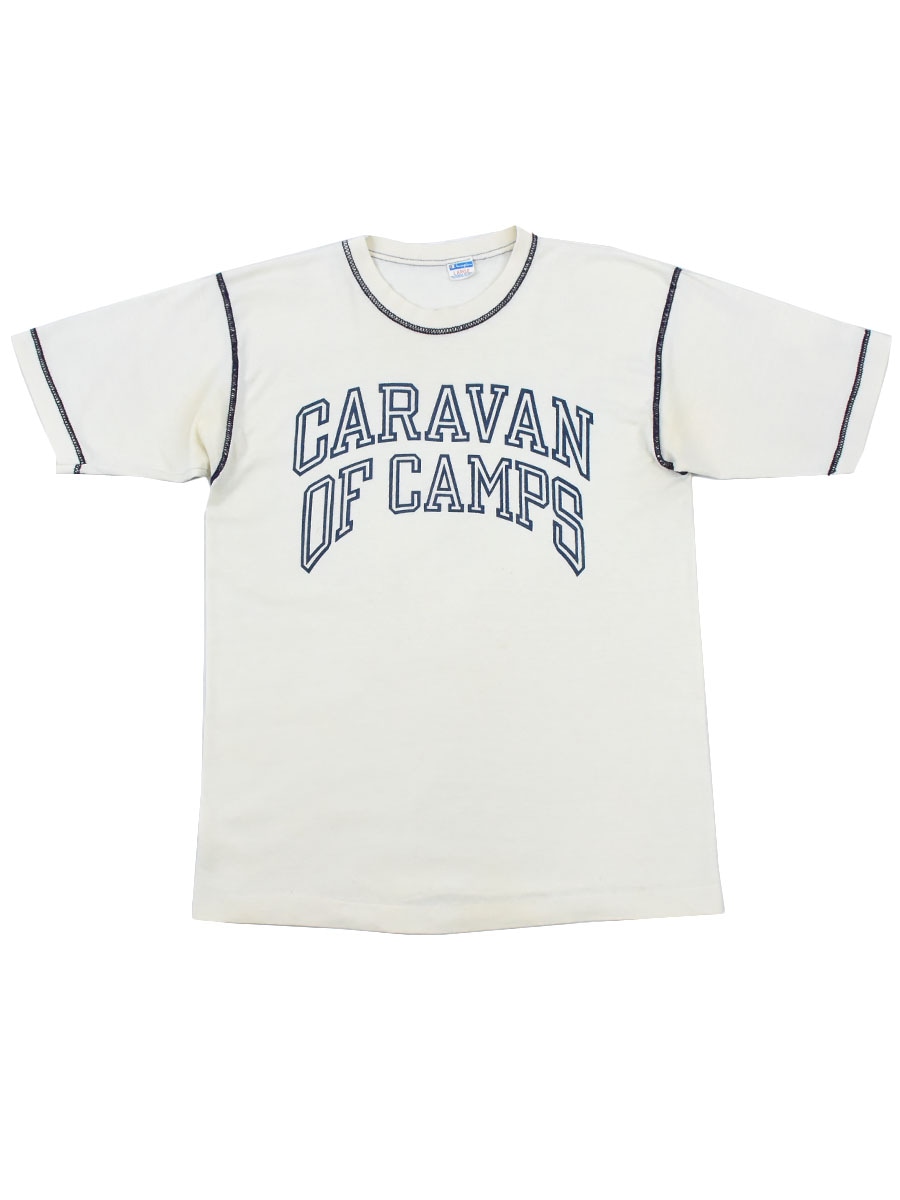 70's バータグ チャンピオン ''CARAVAN OF CAMPS'' 染み込みTシャツ 表記(L)