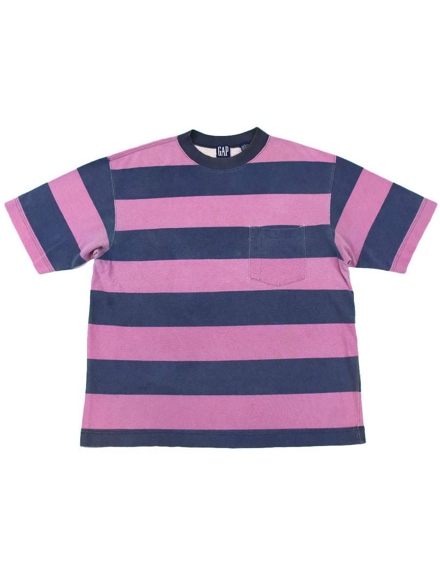 90's～ OLD GAP 100%コットン鹿の子 ボーダーTシャツ 表記(L)
