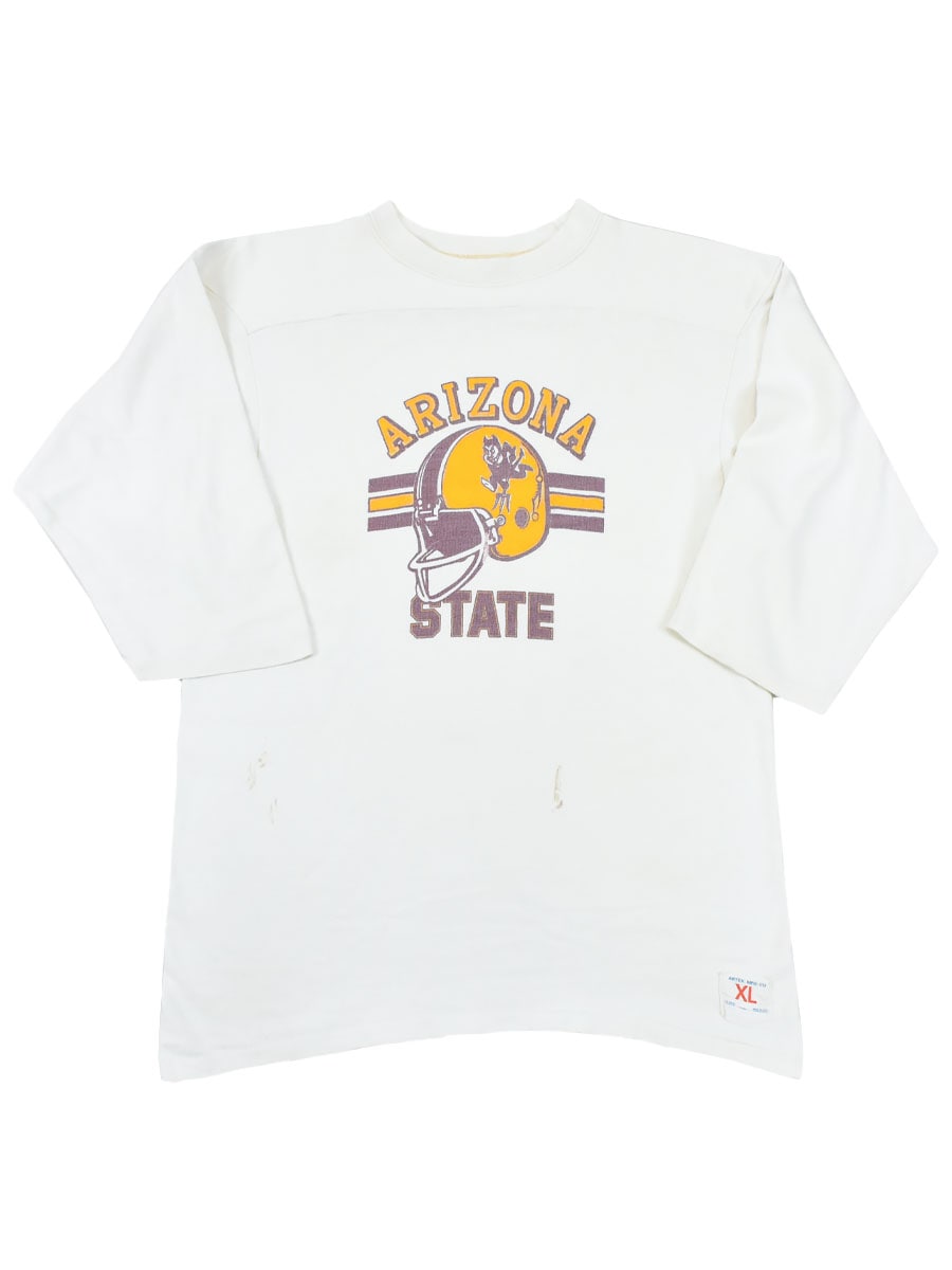 70's～ ARTEX ''ARIZONA STATE'' 3段プリント フットボールTシャツ 表記(XL)