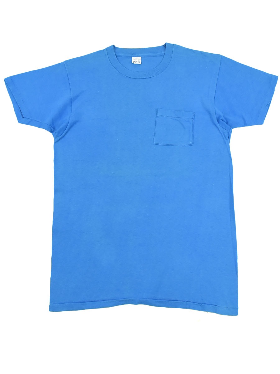 70's Derby 角ポケ 無地 ポケットTシャツ 表記(L) ターコイズ