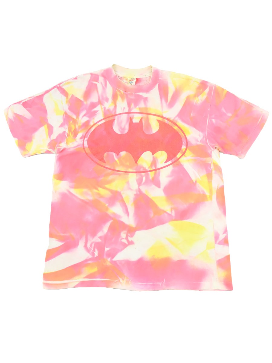 80's AMW バットマン ラメプリント タイダイTシャツ 表記(L)　