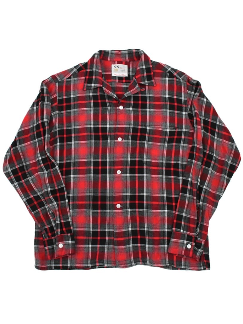 60's N&N 好配色チェック レーヨンシャツ 表記(M)　