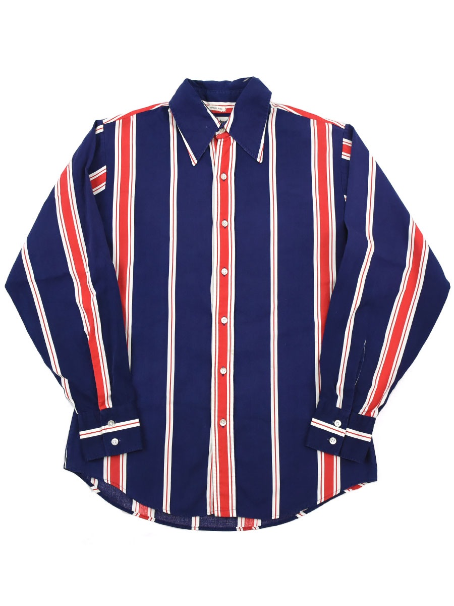 70's Chess King ストライプ柄 コットンロングスリーブシャツ 表記(15-15 1/2)