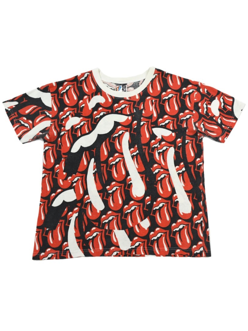 80's Rockwave by Brockum ''ROLLING STONES'' ベロマーク総柄 Tシャツ 実寸(L位)