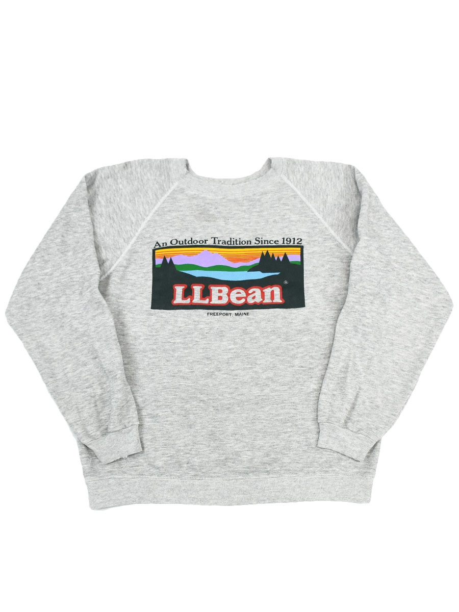 80's～ HANES L.L.Bean 山ロゴ 霜降りグレー スウェット 表記(L) USA製