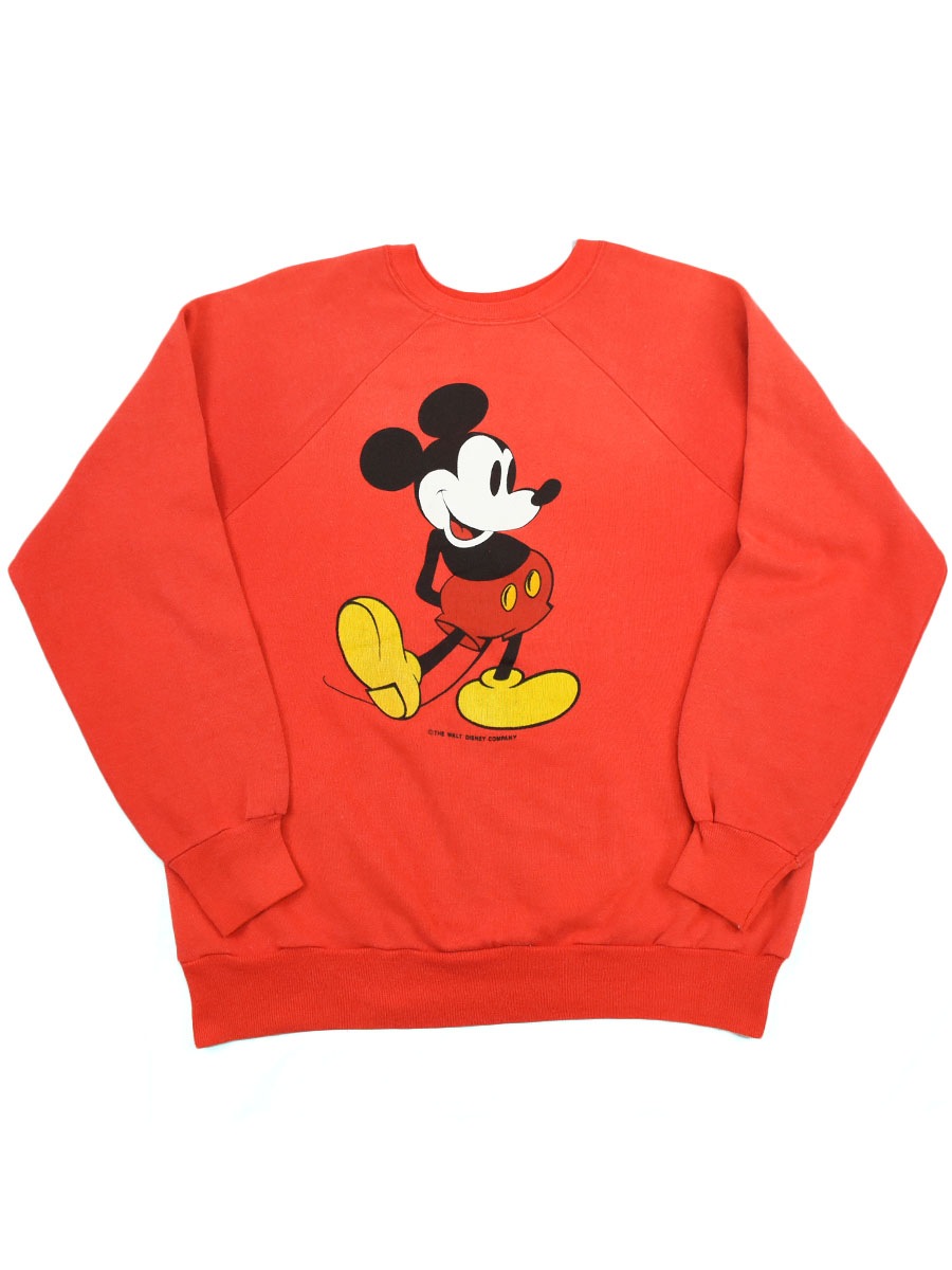 80's Disney ミッキーマウス スウェット 赤ボディ 表記(XL) USA製