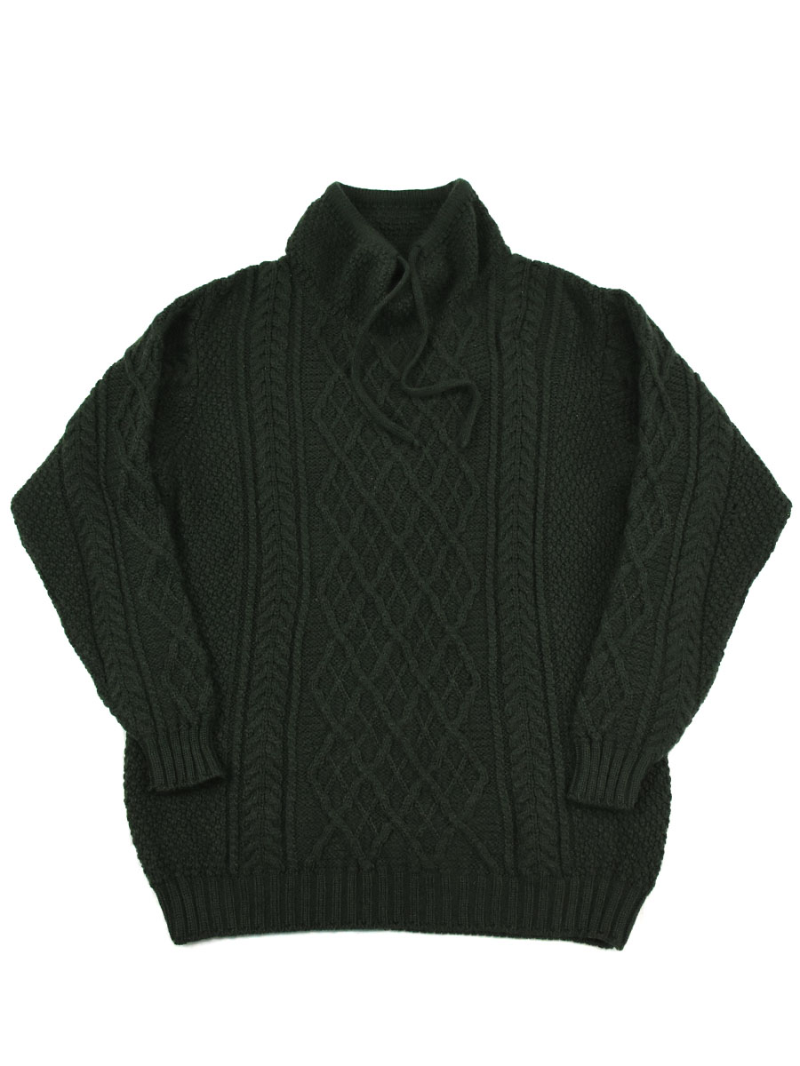 ARAN SWEATER MARKETボトルネック フィッシャーマンセーター 表記(L) アイルランド製