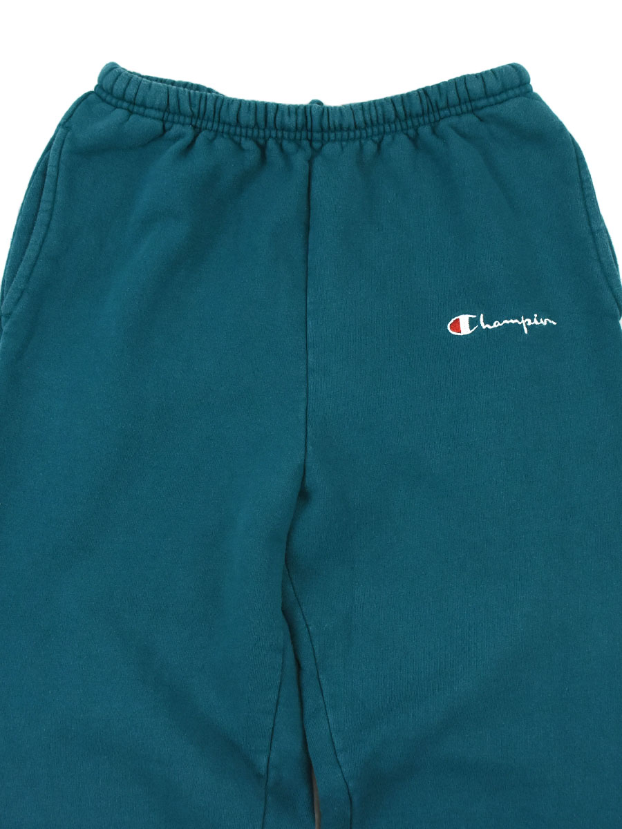 90's 青刺繍タグ チャンピオン スクリプトロゴ スウェットパンツ ティールグリーン 表記(L) USA製