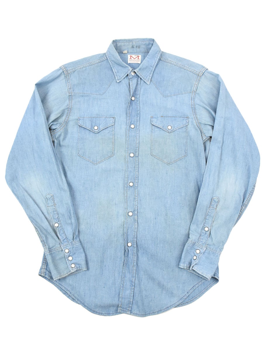 70's MAVERICK シャンブレーウエスタンシャツ 表記(15 1/2-35)