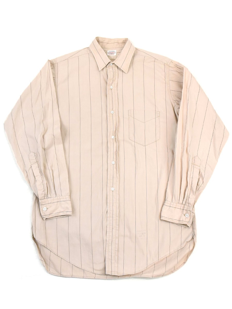 50's AIRMAN ペンシルストライプ マチ付き コットンロングスリーブシャツ 表記(15-32)