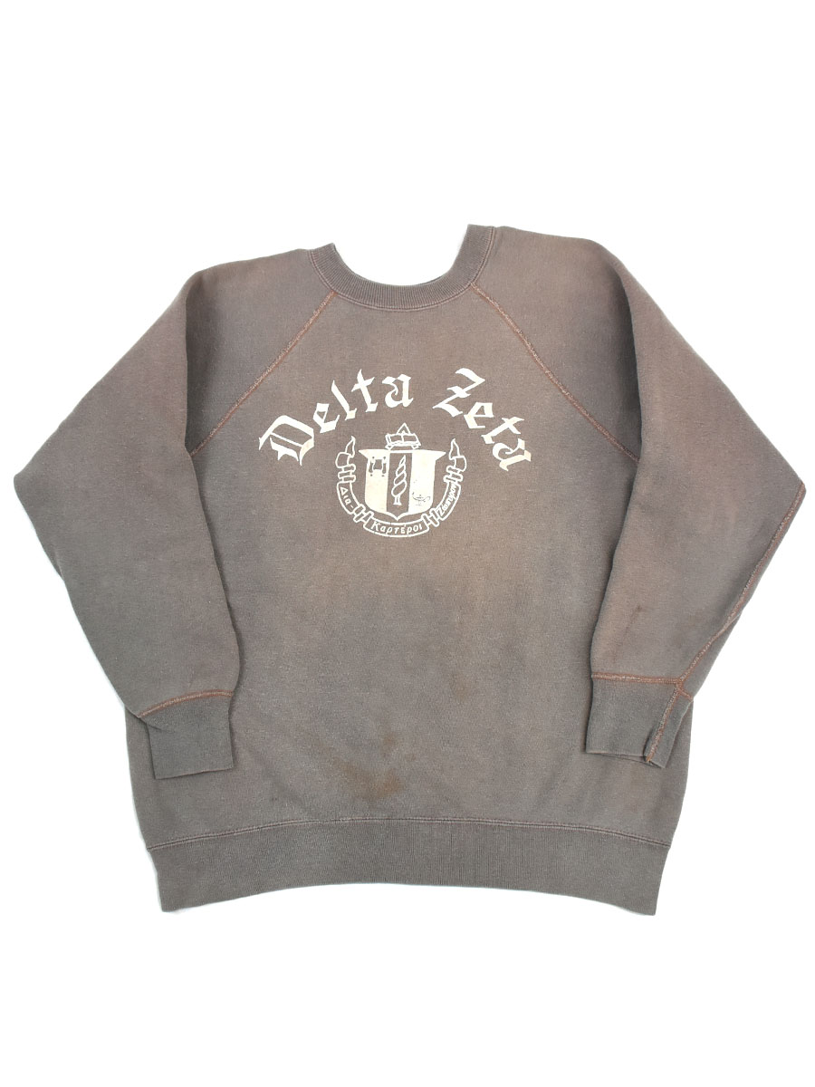 60's ''Delta Zeta'' フロッキープリントスウェット 実寸(M位)