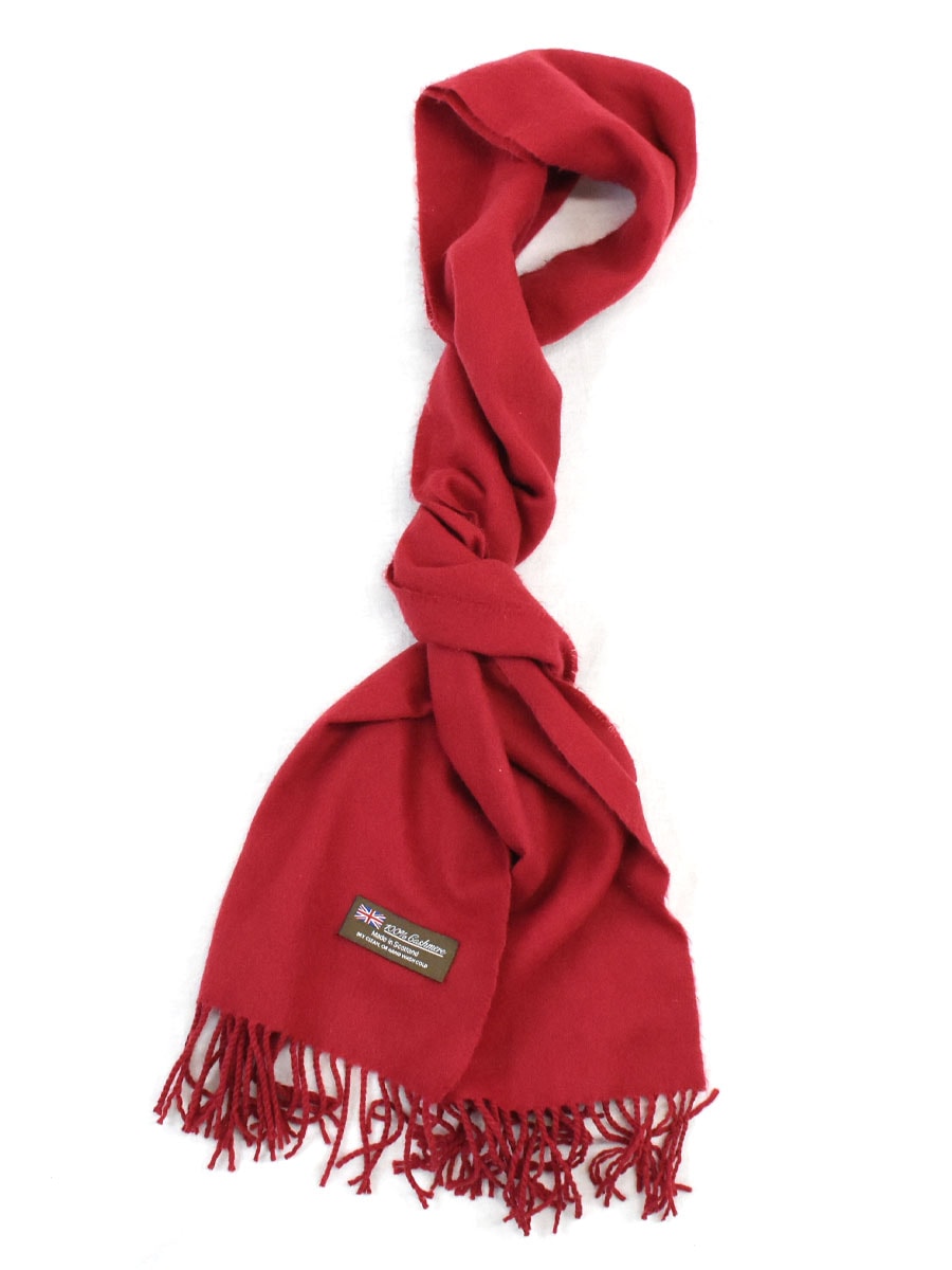 スコットランド製 100%カシミア マフラー 紅色