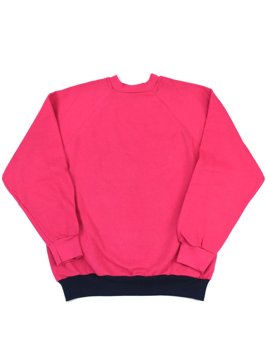 80's～ TULTEX 無地スウェット 2トーン ショッキングピンク×ネイビー 表記(L) USA製 DEAD　