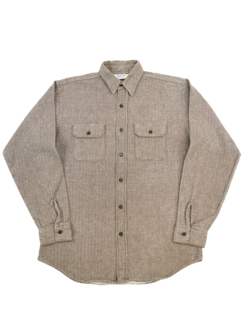 70's FIVEBROTHER ヘリンボーン フランネルシャツ 表記(TALLMAN L)