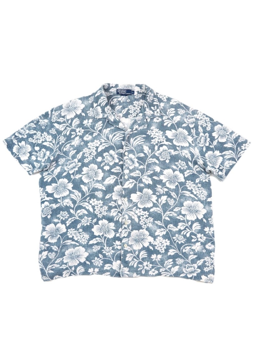 ラルフローレン ボタニカルパターン ループカラー パイルシャツ 表記(L)