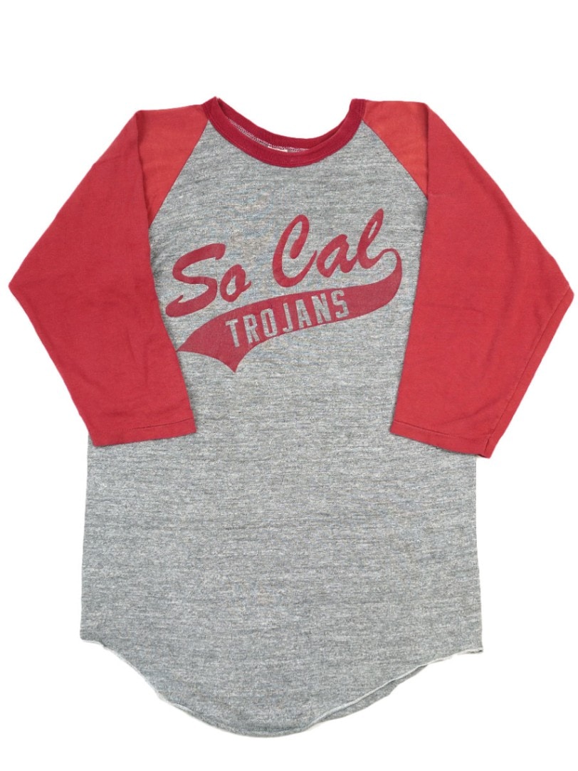 70's 金タグ ''SO CAL TROJANS'' ラグラン2トーン ベースボールTシャツ 表記(L)