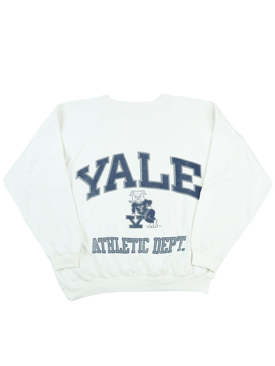 80's ''YALE'' 3段プリント 白ボディ スウェット 表記(L) USA製