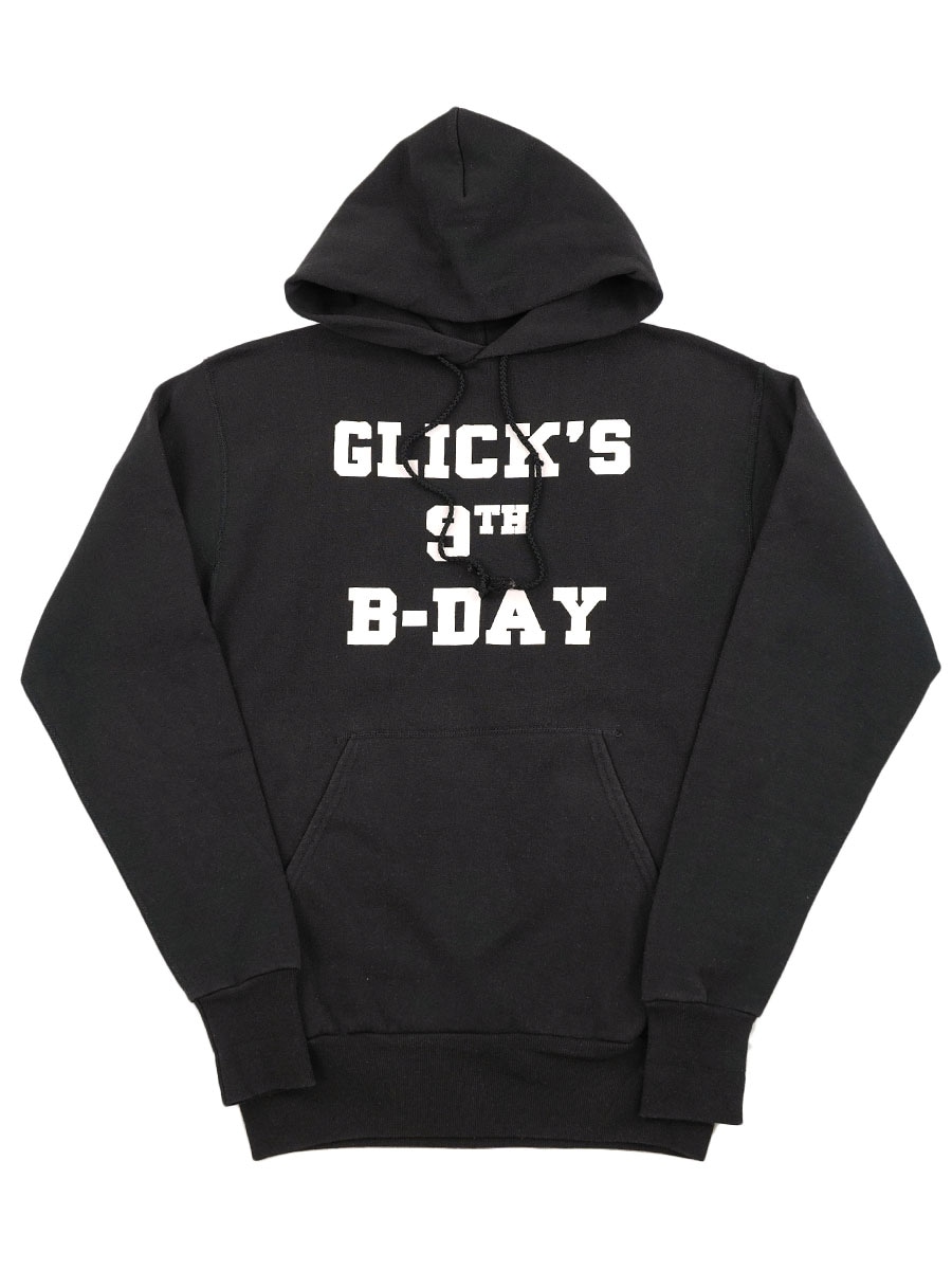 80's MEDALLION ''GLICK'S 9TH B-DAY'' 3段プリント スウェットパーカ 表記(M) USA製 黒