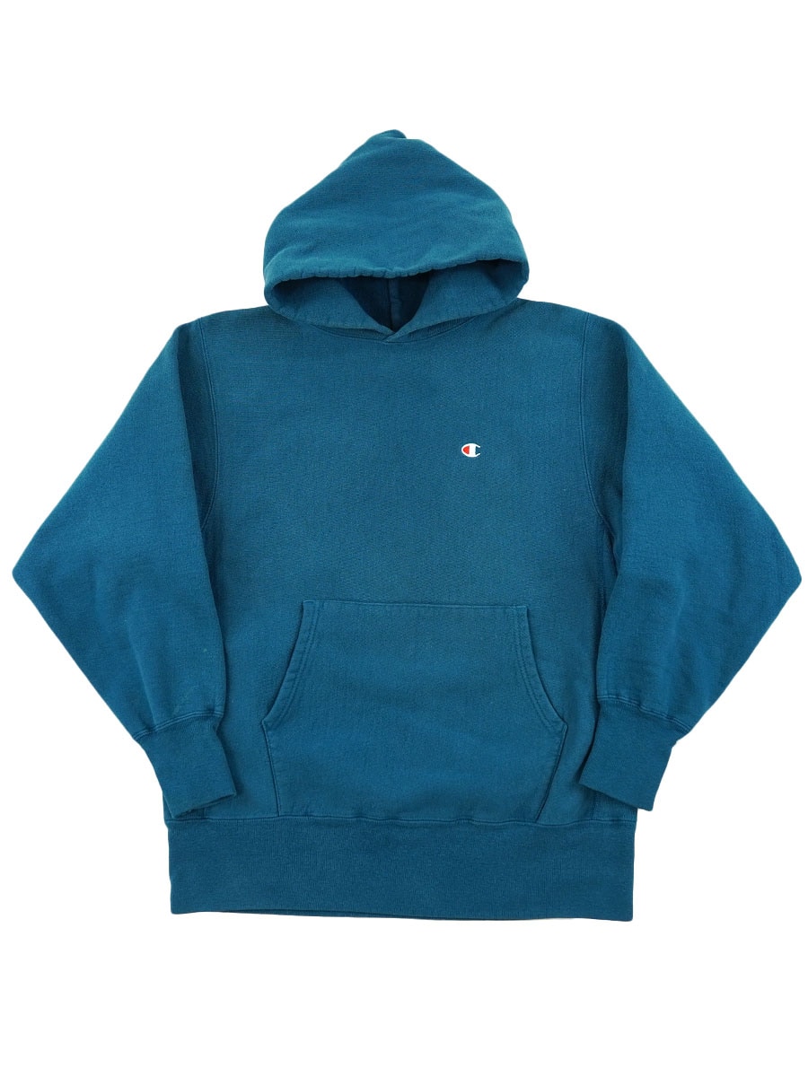 90's 刺繍タグ チャンピオンRWパーカ 無地 ティール 表記(L) USA製