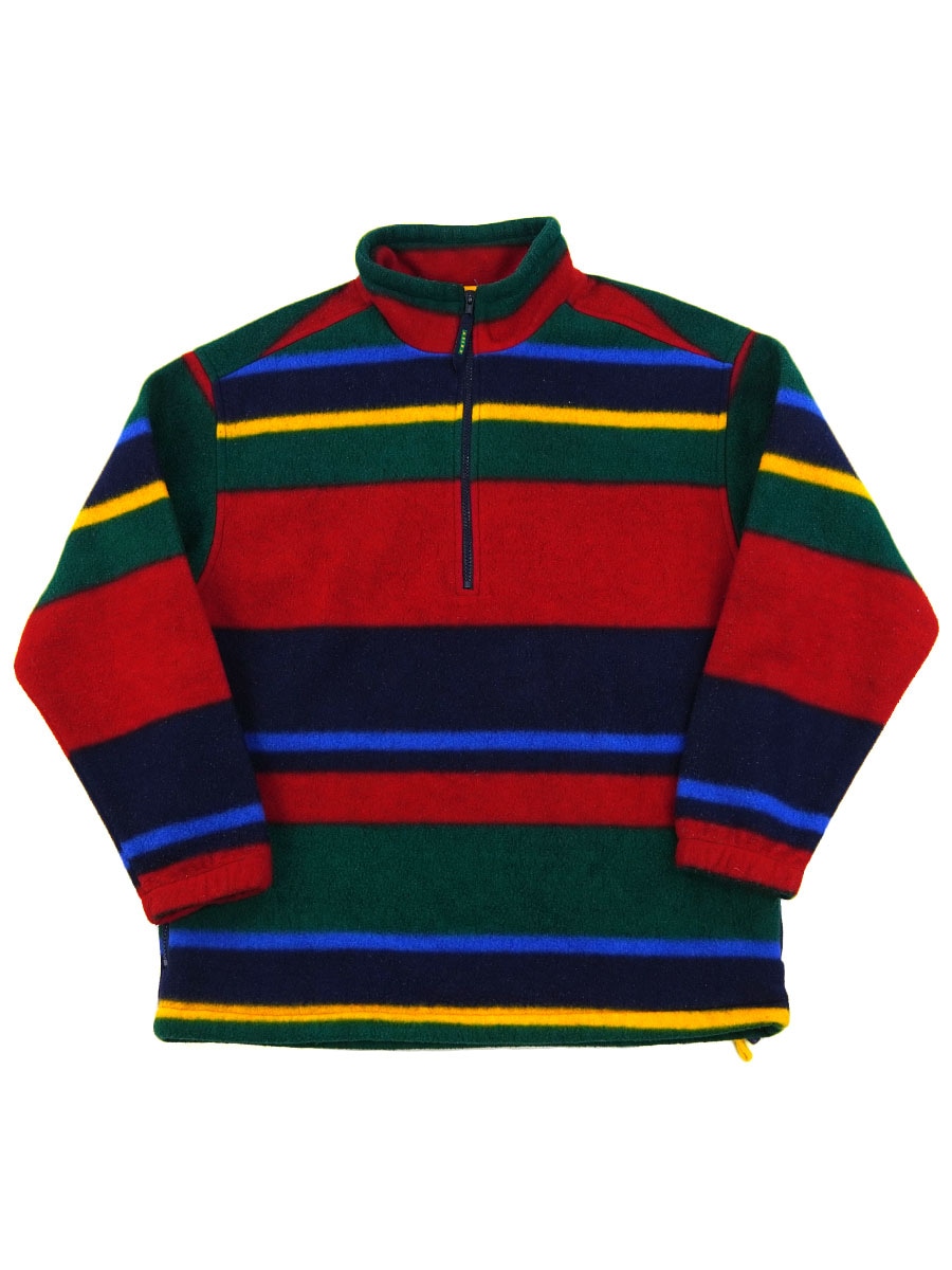 80's EddieBauer EBTEK H/Z ランダムボーダー フリースプルオーバー 表記(M)