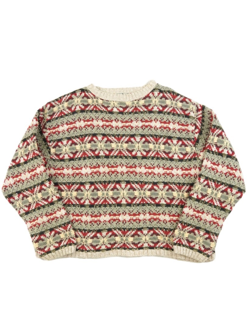 90's～ L.L.BEAN 100%コットン フェアアイル柄セーター 表記(XL) USA製