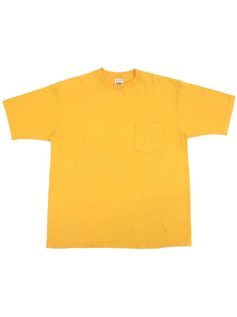 OLD GAP 無地 ポケットTシャツ イエロー 表記(L) USA製