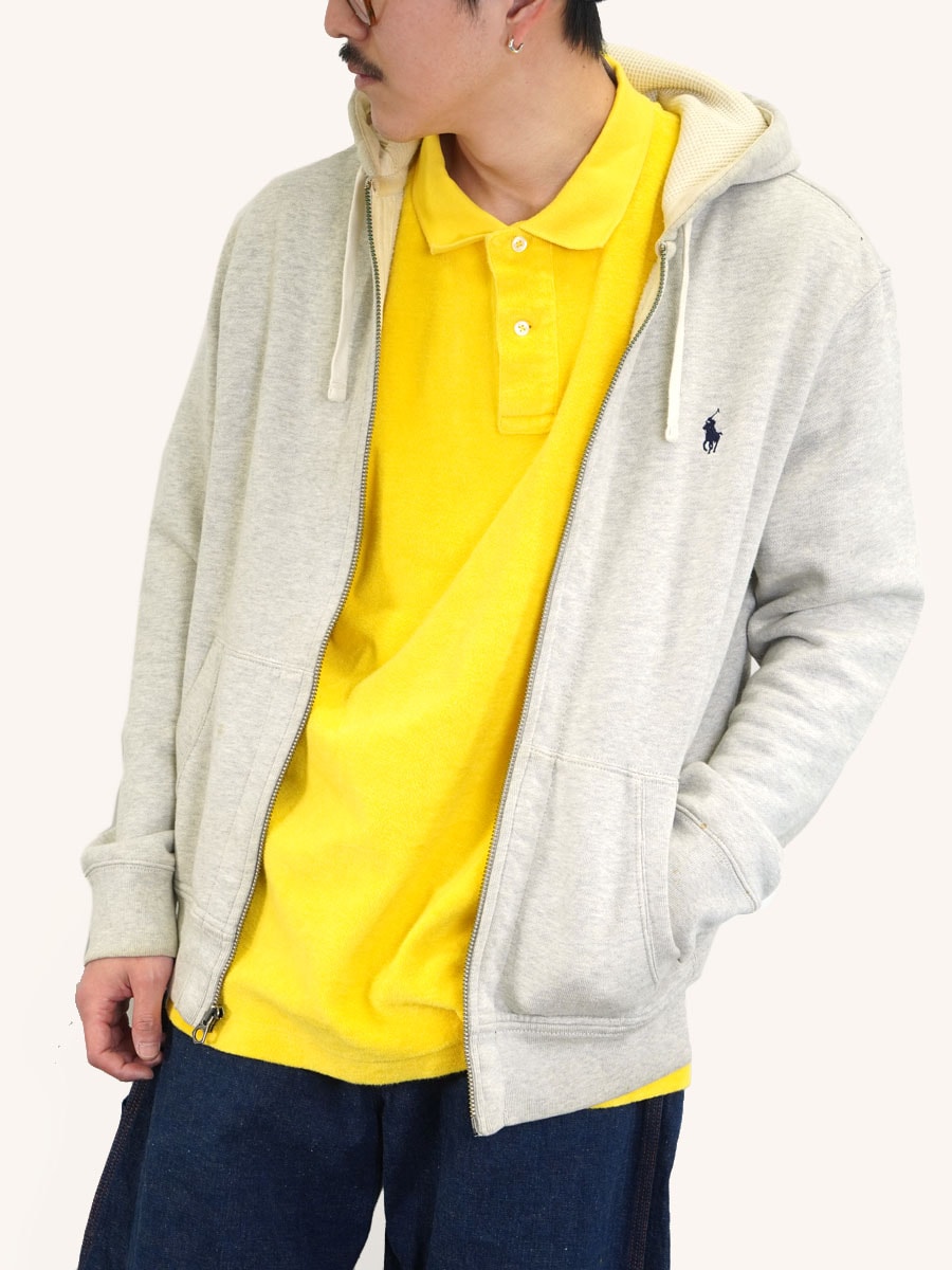 ラルフローレン フード裏サーマル フルジップスウェットパーカ 表記(L) オートミール