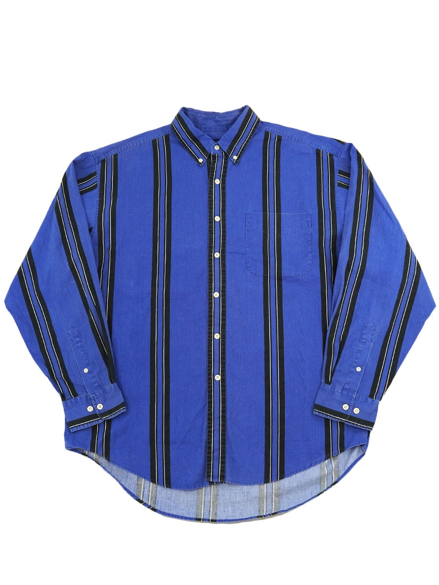 90's OLD GAP 100%コットン ランダムストライプ L/Sシャツ 表記(XL)