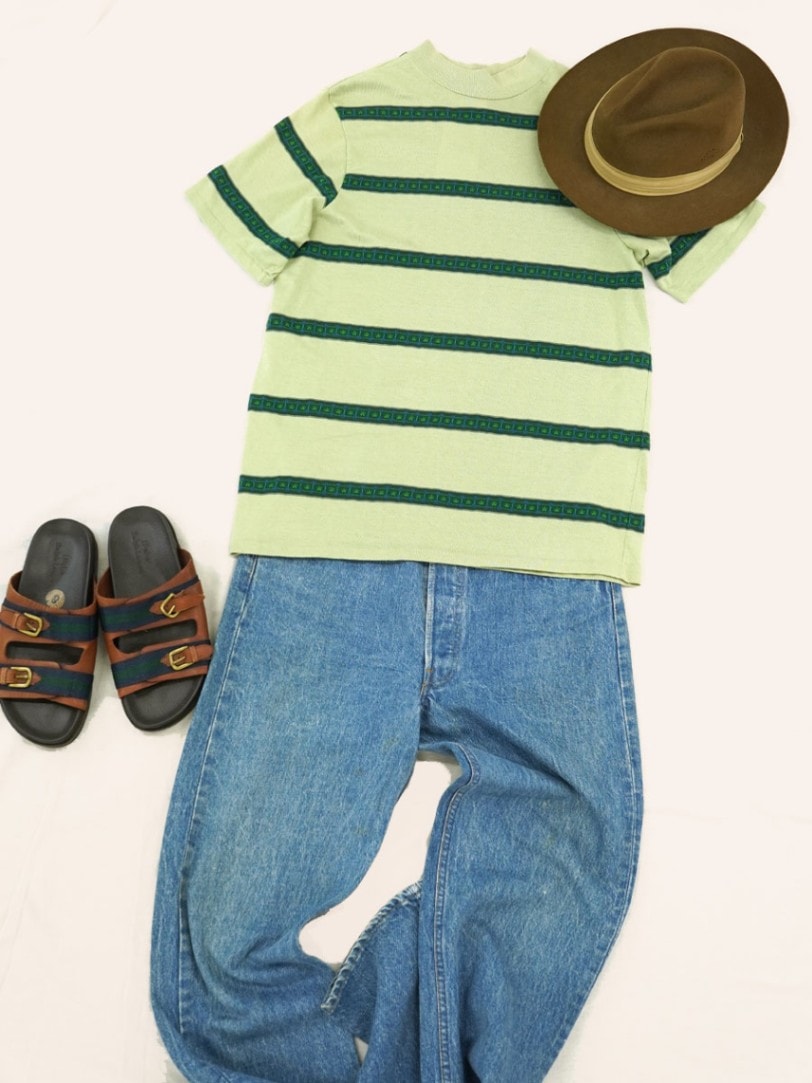 70's TOWNCRAFT 織り柄 Tシャツ 表記(XL)