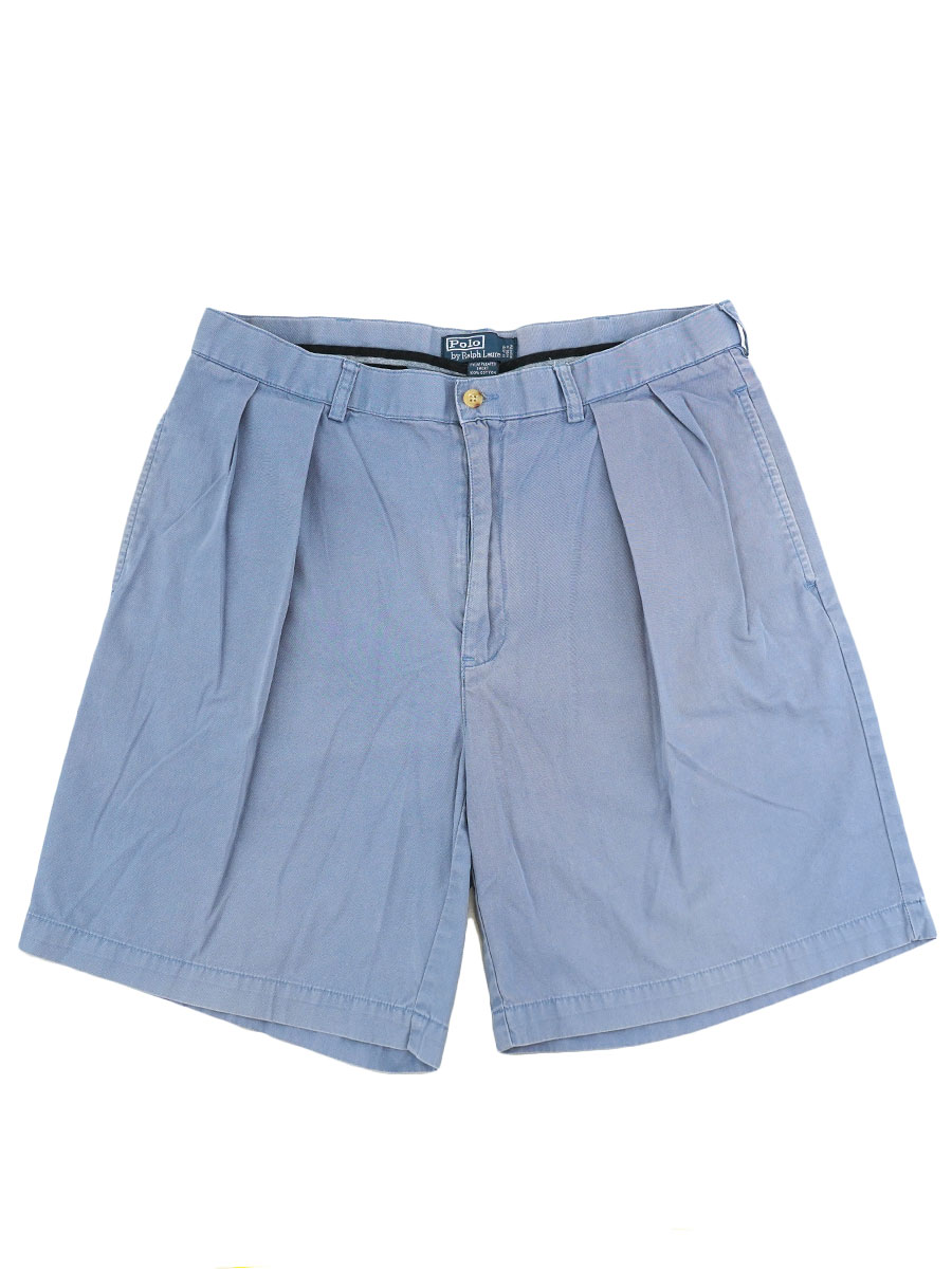 ラルフローレン 2タック 100%コットン TYLER PLEATED SHORT 表記(W36) サルビアブルー