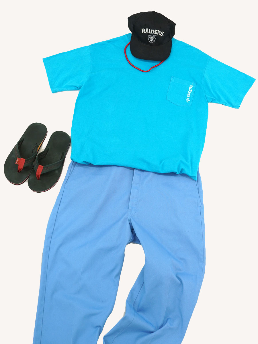 80's adidas 100%コットン ポケットTシャツ ターコイズ 表記(L) USA製
