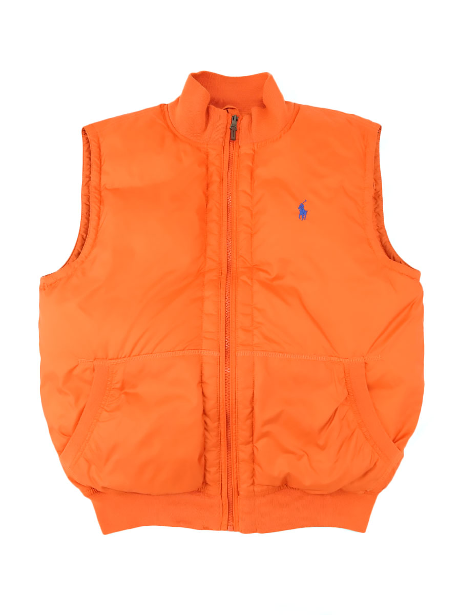 ラルフローレン オレンジ×裏ブルー ダウンベスト 表記(M)