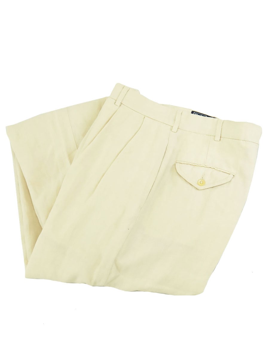 80's Ralph Lauren 2タックスラックス ナチュラル 実寸(30.5x29.5) USA製