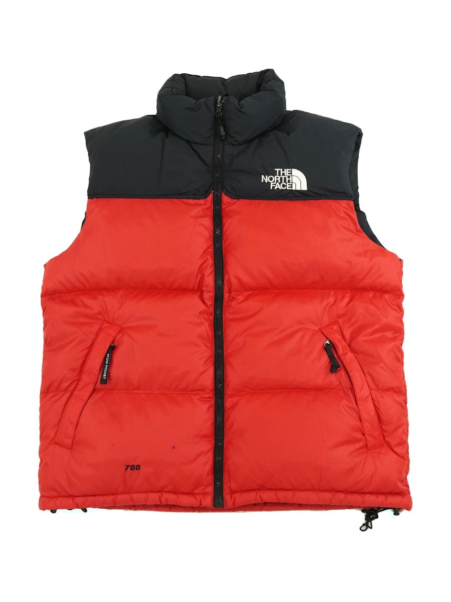 90's～ THE NORTH FACE ヌプシベスト 黒×赤 表記(L) 700フィル