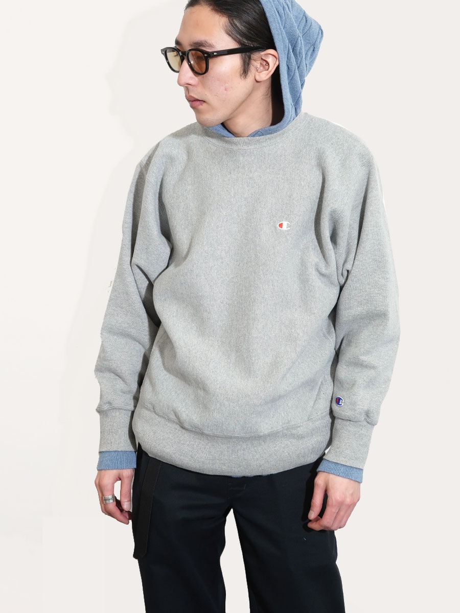 90's 刺繍タグ チャンピオンRW 無地 レアカラー 杢なしグレー 表記(L) USA製