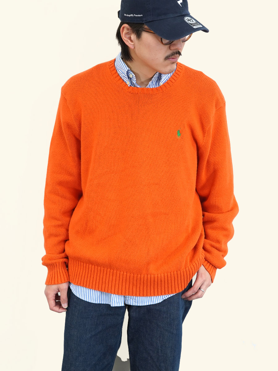 ラルフローレン ポニーマーク ワンポイント コットンニット 表記(XXL) エルメスオレンジ