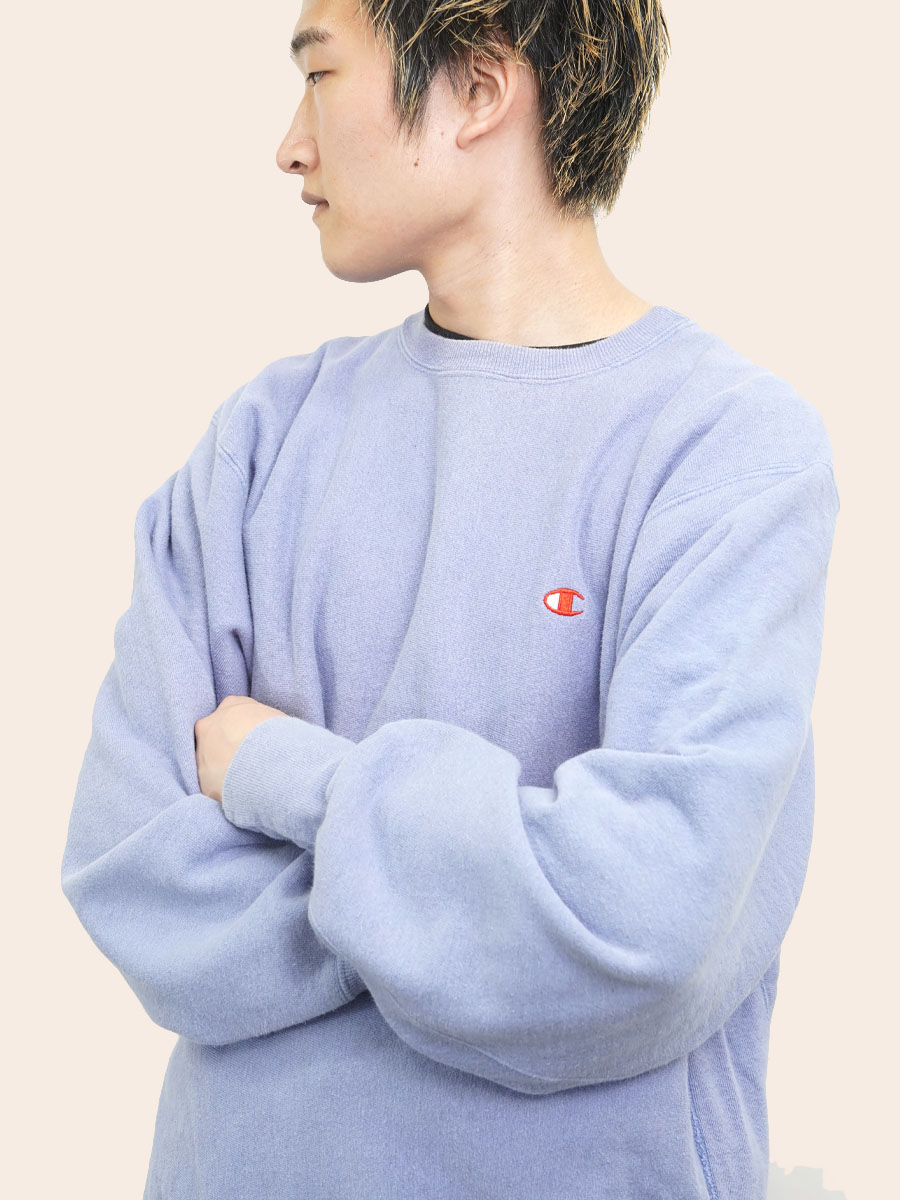 90's 刺繍タグ チャンピオンRW 無地 ライラック 表記(XXL) USA製 レア目