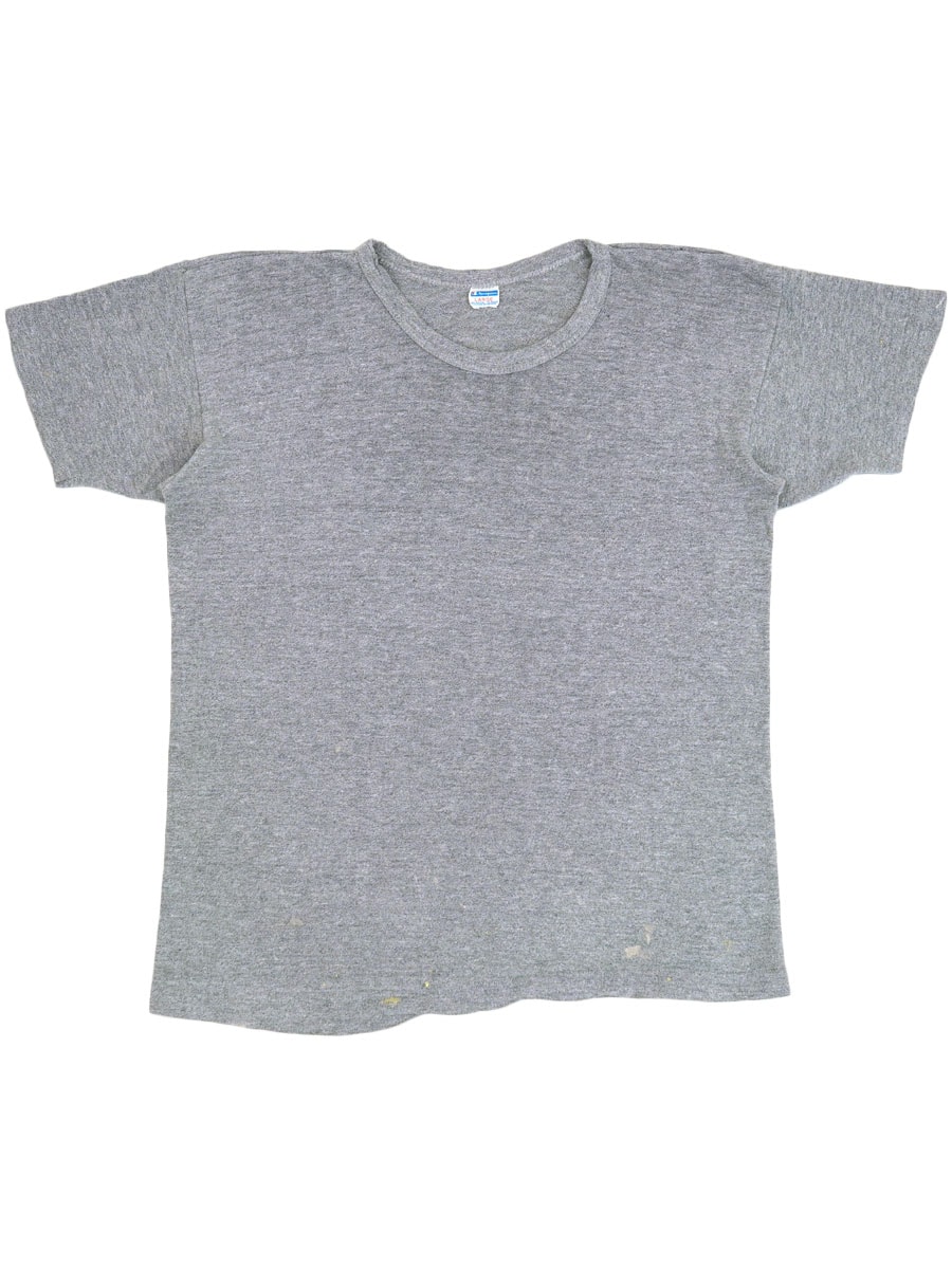 70's バータグ チャンピオンTシャツ 無地霜降りグレー 表記(L)