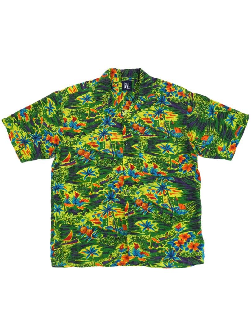 OLD GAP 総柄 ループカラー レーヨンハワイアンシャツ 実寸(XL位)