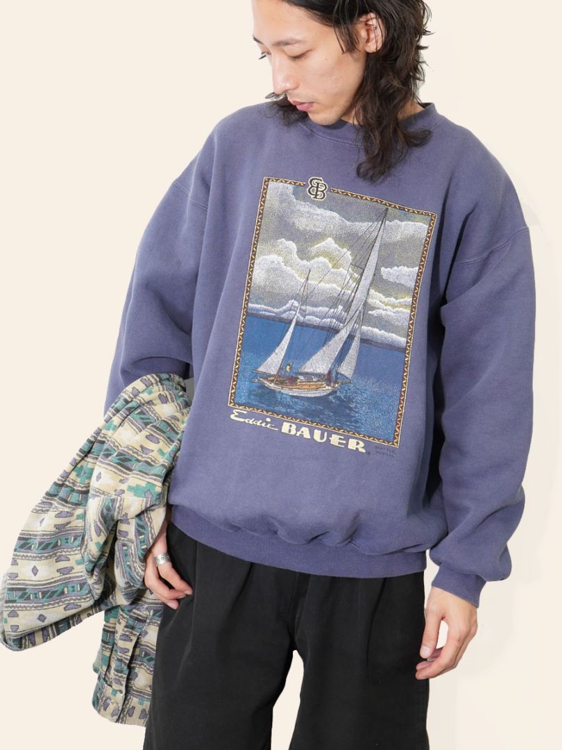 80's 黒タグ エディバウアー ボート スウェット 表記(M) USA製