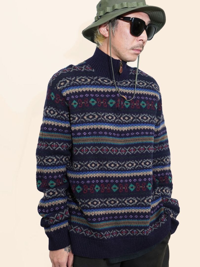 ラルフローレン フェアアイル柄 ハンドニット H/Z ウールセーター 表記(XXL)