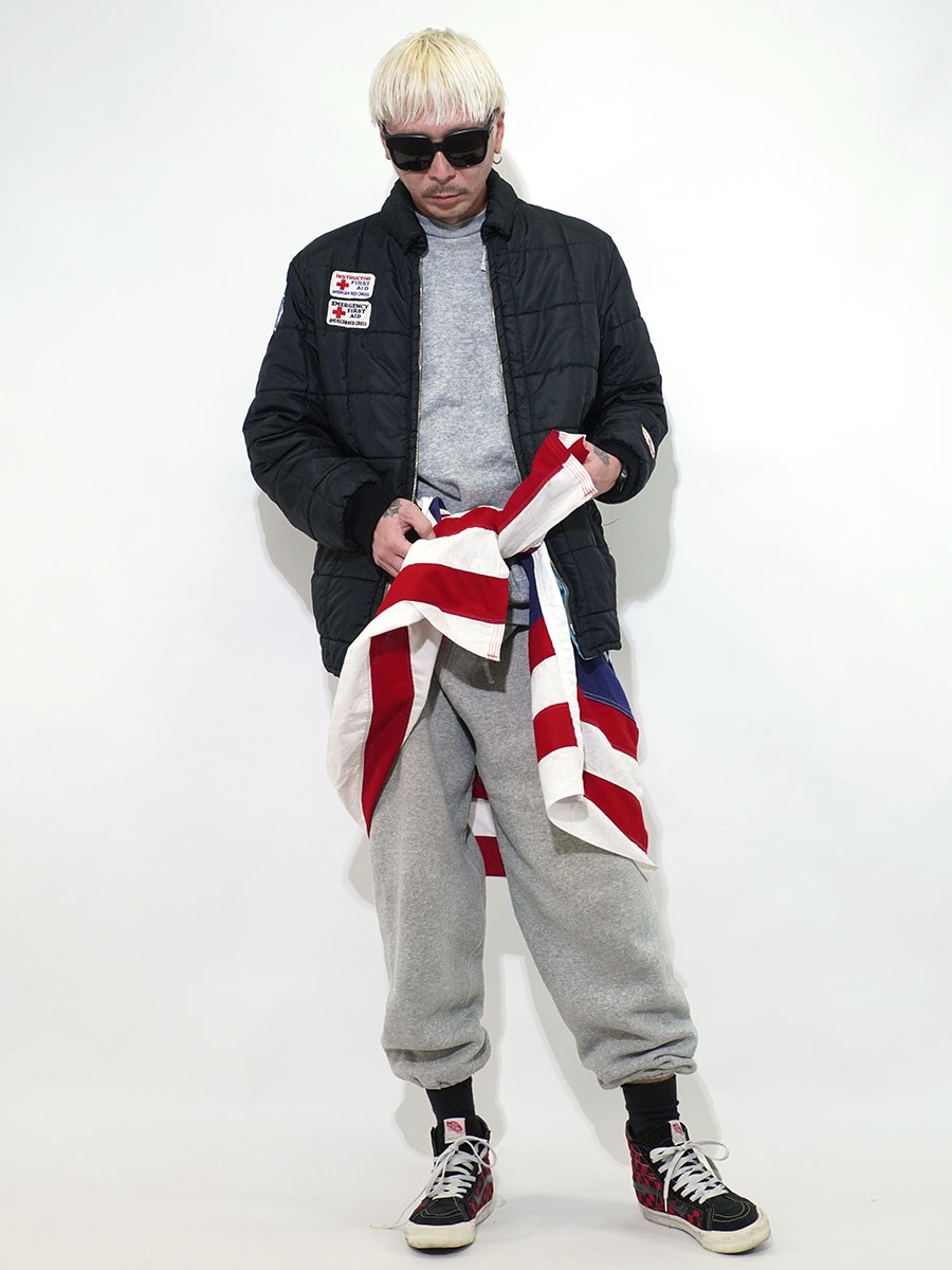 60's Roffe Rene inc. リバーシブル フード付き キルティングジャケット ブラック 実寸(L位) パッチ付き