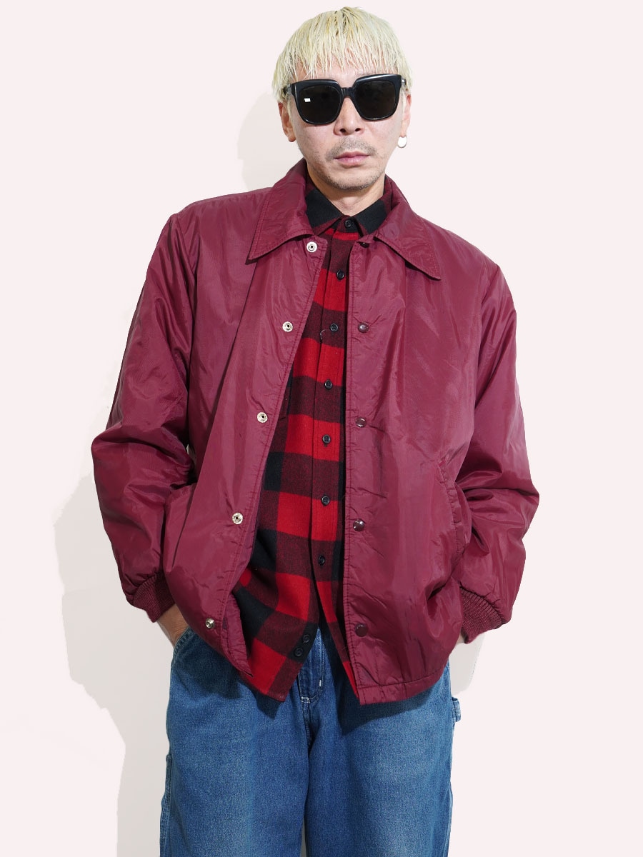 USA製 ペンドルトン OUTDOORSMAN 赤黒ブロックチェック ラウンド型 ウールシャツ 表記(M)