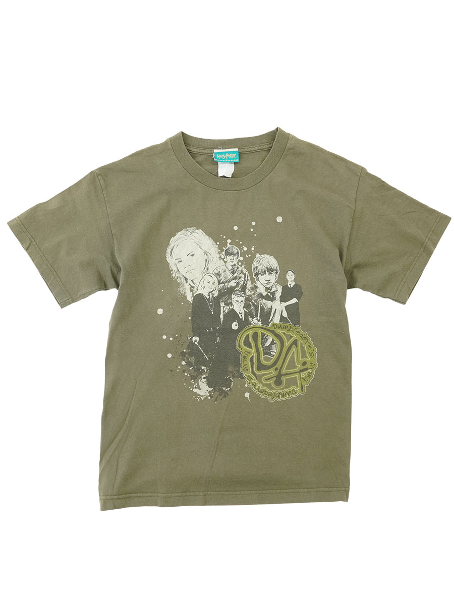 00's Harry Potter ''Dumbledore's Army''プリント Tシャツ モスグリーン 実寸(M位) 