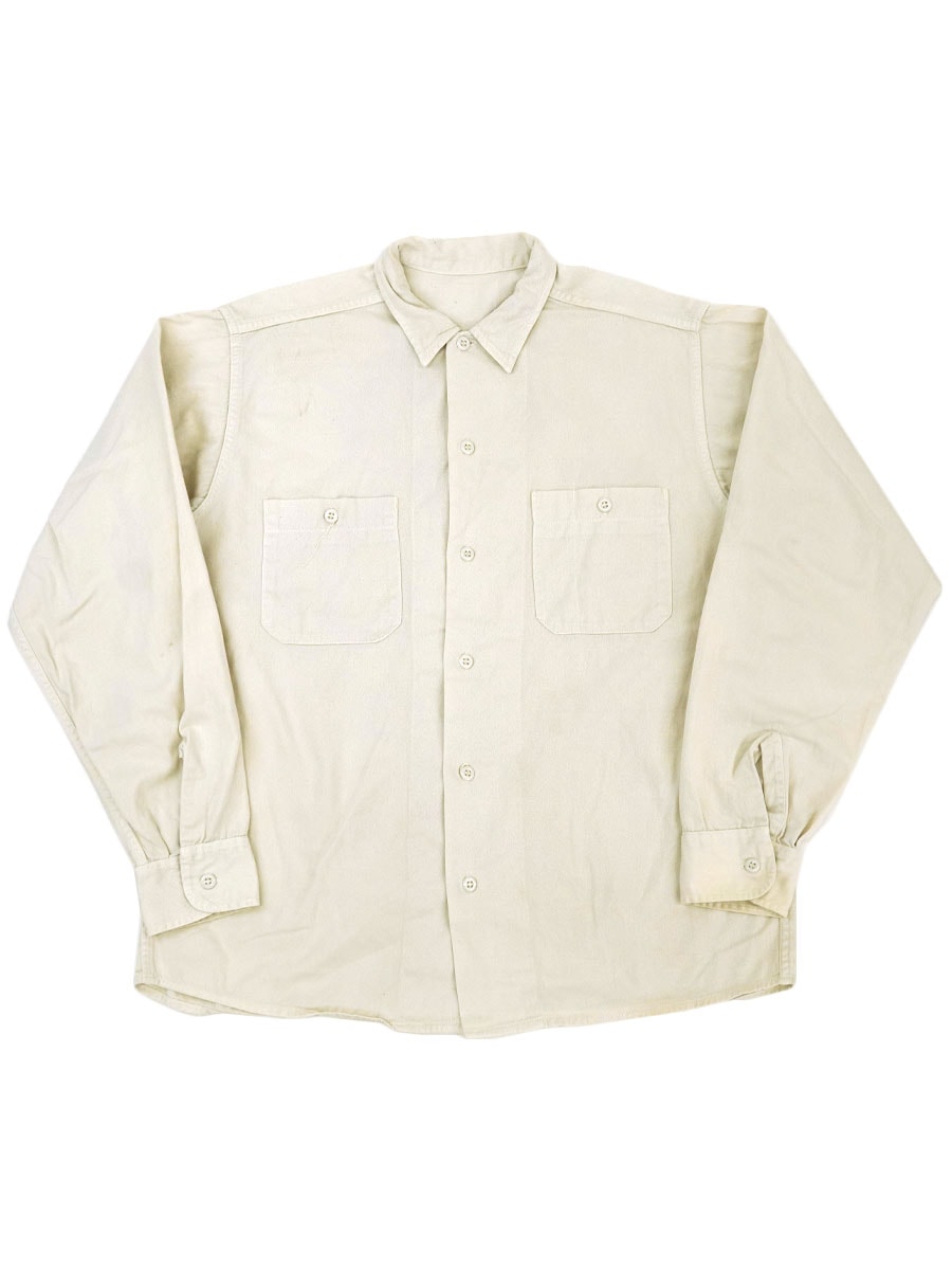 70's～ コットンワークシャツ アイボリー 実寸(16位)