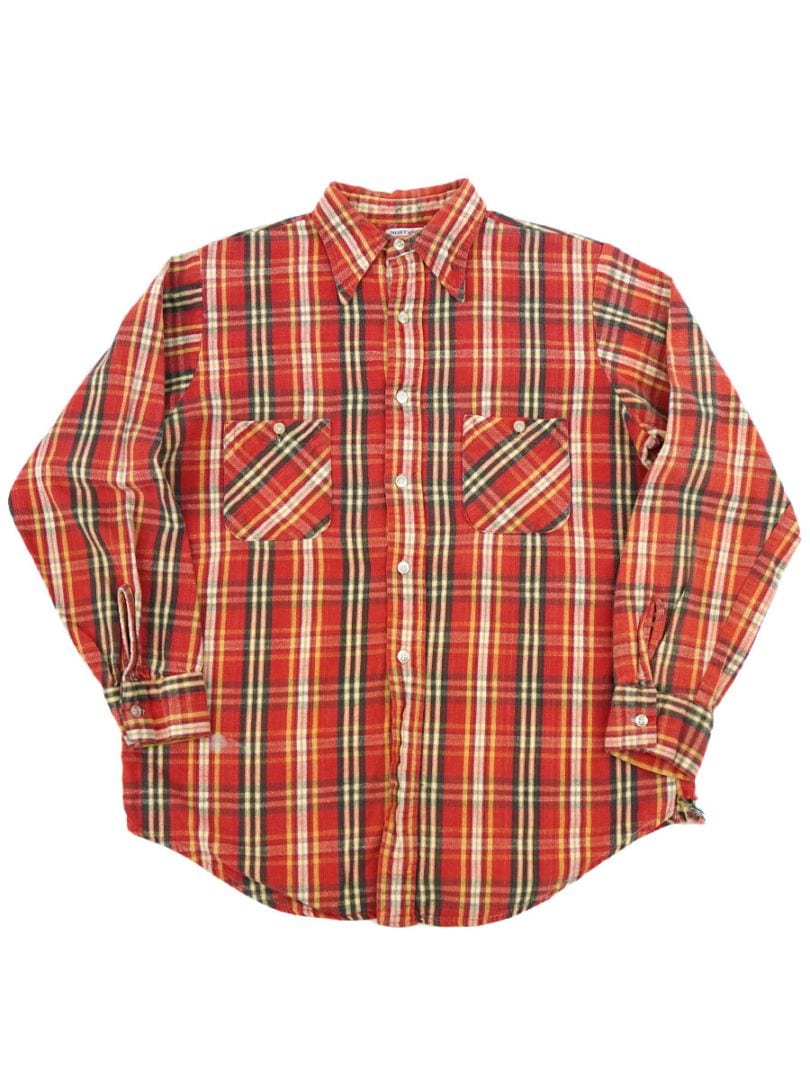 70's NORTHWAY 100%コットン ライトフランネルシャツ 実寸(M位) USA製